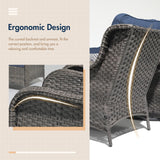 SUNSITT Outdoor Furniture Set with Fire Pit Table Wicker Patio Conversation Set 6-Piece Patio Sectional Furniture Set with Gas Firepit Grey Wicker & Denim Blue Cushion for Garden, Porch, Backyard SUNSITT