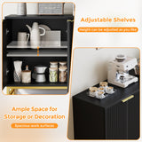 Luoxiao Fluted Sideboard Buffet 55" Console Table for Entryway Modern Credenza Accent Cabinet with Adjustable Shelves Coffee Bar Cabinet for Living Room, Kitchen, Dining Room,Hallway Black Luoxiao