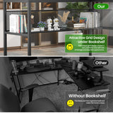 Unikito 55 Inch Reversible L Shaped Desk with Power Outlets and RGB Smart LED Strip, Rustic Brown Unikito