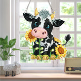 Diamond Art Painting Hanging Pendant DIY Cow 5D Special Shape Crystal Diamond Art Partial Mosaic Making Craft Wreath Ornaments, Christmas Ornaments Home wall decor window decoration Handmade Gift MVVMTOP