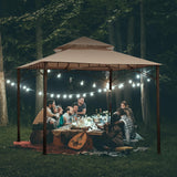 Yescom 10.6'x10.6' Gazebo Top Replacement for 2 Tier Summer Veranda Frame Canopy Cover Patio Garden Yard Dark Beige Y00710T01 Yescom