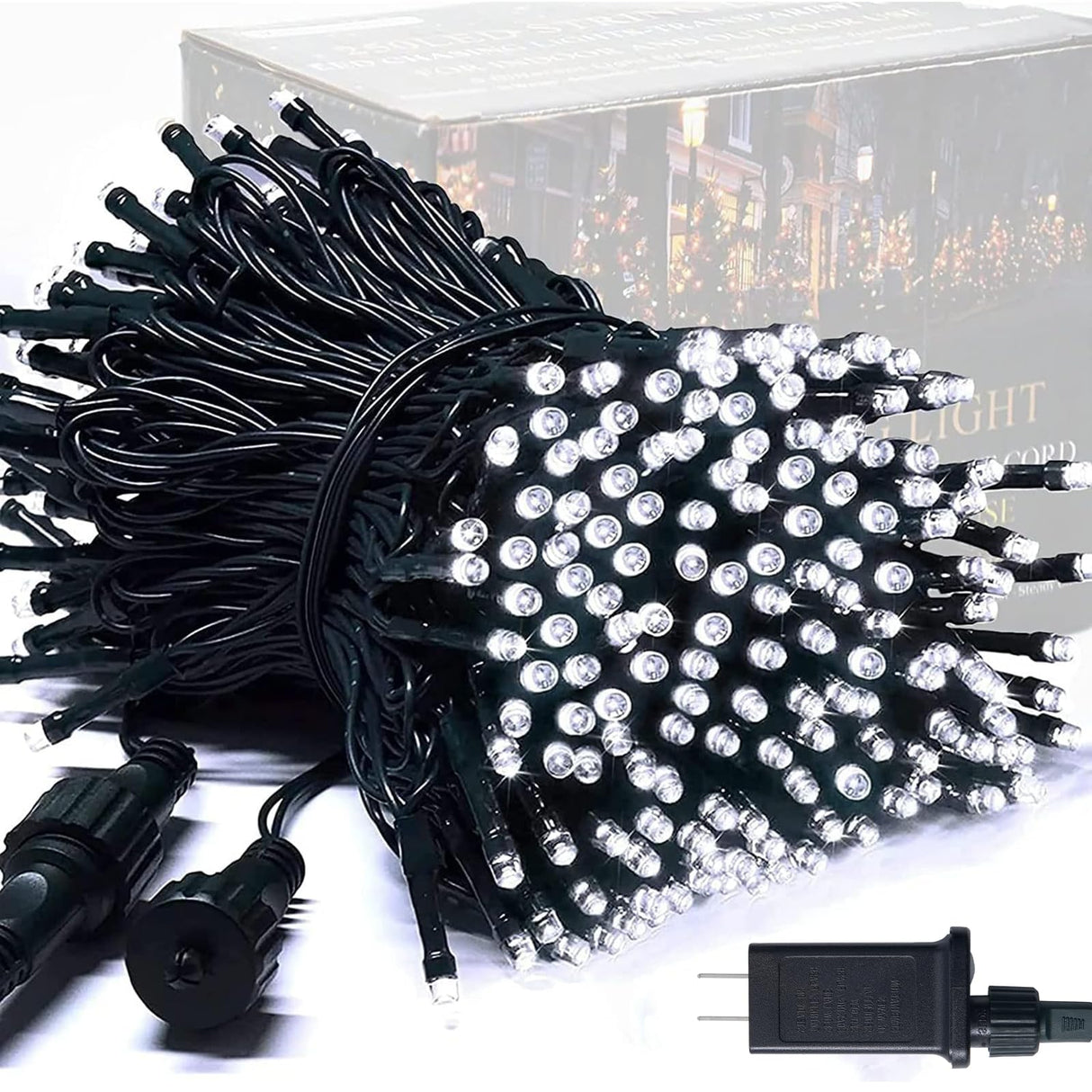 JMEXSUSS 250 LED White Christmas Lights Outdoor Waterproof, 91.5ft Extendable Green Wire Christmas Tree Lights, 8 Modes White String Lights Indoor for Wedding Party Garden Patio Decorations JMEXSUSS