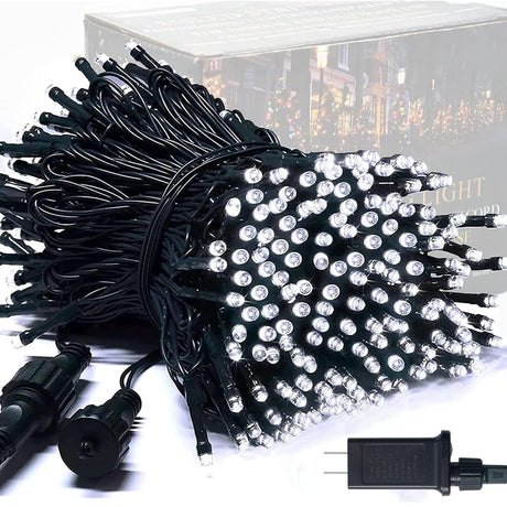 JMEXSUSS 250 LED White Christmas Lights Outdoor Waterproof, 91.5ft Extendable Green Wire Christmas Tree Lights, 8 Modes White String Lights Indoor for Wedding Party Garden Patio Decorations JMEXSUSS