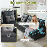 STHOUYN 88” Faux Leather Couch for Living Room, Black Office Couch Small Space, Comfy 3 Seater Couches Leather Sofa with High Backrest (Black) STHOUYN