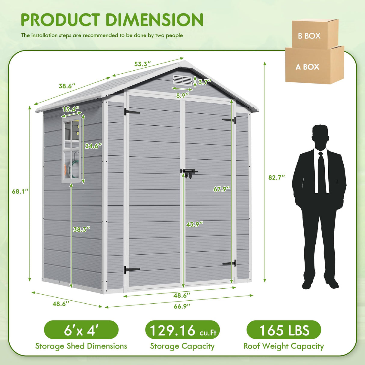 Flamaker 6 x 4 FT Outdoor Storage Shed, Garden Resin Shed with Floor, Plastic Tool Shed with Lockable Door for Backyard Patio Lawn Pool Flamaker