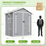 Flamaker 6 x 4 FT Outdoor Storage Shed, Garden Resin Shed with Floor, Plastic Tool Shed with Lockable Door for Backyard Patio Lawn Pool Flamaker