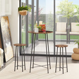 Modern Brown Round Bar Table - VECELO 23.6" Bistro Dining Furniture for Breakfast & Pub Use VECELO