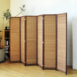 Pawlabay 6 Panel Room Divider Screen,5.6 FT Tall Bamboo Room Divider Folding Privacy Screen,Freestanding Room Divider for Room Seperation,Brown PawlaBay