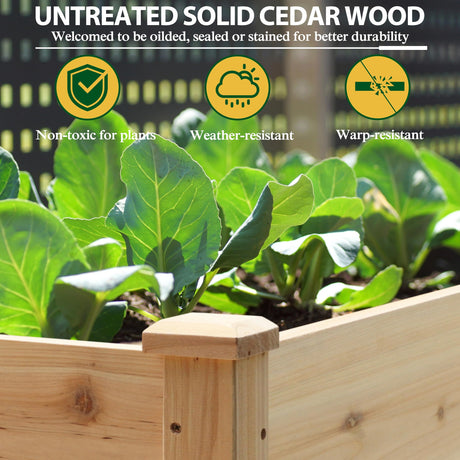 VEIKOU Raised Garden Bed, Planter Box with Liner, Drainage Holes, Outdoor Raised Garden Bed with Legs for Vegetable Flower Herb, 220 lbs Capacity, Natural Wood VEIKOU