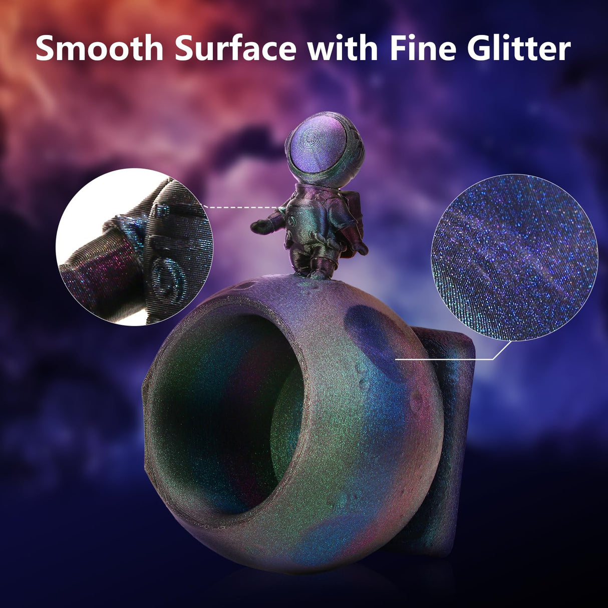 ERYONE Burnt Titanium Rainbow PLA Filament 3D Printer 1.75mm +/-0.03mm, 1kg(2.2LBS)/Spool, Galactic (Green & Blue & Rose Red) ERYONE