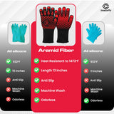 Pro-Series EN 407 Certified BBQ Gloves - Extreme Heat Resistant Grill Gloves (1472℉/800℃), Heatproof/Fireproof Protection Oven Mitts for Grilling, Cooking, Baking, Camping, and Welding - 1 Pair Casacrafty