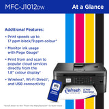 Brother MFC-J1012DW Wireless Colour Inkjet All-in-One Printer with Mobile Device and Duplex Printing, for Home Office and Personal Use, Refresh Subscription Ready Brother
