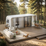 RYONGII 19FT Modern Prefab Steel-Framed Tiny House to Live in - Built for 16-Storm Winds & Earthquakes Proof，Customizable Mobile Cabin with Full Kitchen & Bath - Backyard Office, Guest House, ADU RYONGII