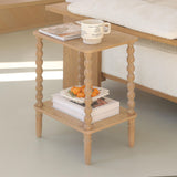 Fultyle Small End Table, Couch Side Table with 2-Tier Storage Shelf, Wood Coffee Table for Bedroom, Living Room, Small Spaces(Rustic Walnut) Fultyle