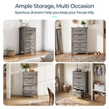 LINSY HOME Farmhouse 5-Drawer Dresser - Grey Chest of Drawers for Bedroom and Living Room Organization, Wood Dresser with Ample Storage Space and Rustic Charm LINSY HOME
