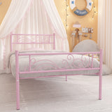 Weehom Metal Bed Frame Twin with Bed Storage,No Box Spring Needed,Heavy Duty Steel Slats Support for Boys Girls Teens Students Adults Pink Weehom