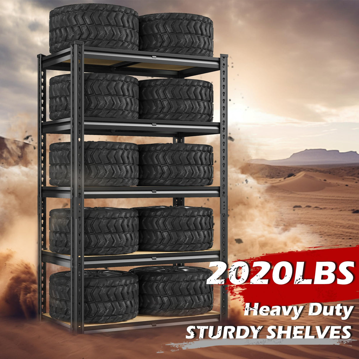 REIBII Storage Shelves 2020LBS Garage Shelving Heavy Duty 5 Tier Metal Shelving Units for Storage Adjustable Utility Shelf Rack for Kitchen Warehouse Basement 28" W x 12" D x 59.8" H, Black REIBII