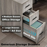 LVB Reversible Gray L Shaped Corner Desk, Farmhouse Wood Computer Desk with File Drawers Cabinets, Large Work Study Executive Home Office Desk with Storage Shelves for Bedroom, Light Grey Oak, 59 Inch LVB