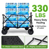 Hikenture Collapsible Wagon 330LBS Capacity, 200L Extra Large Wagons Carts Foldable, Heavy Duty Folding Wagon with All-Terrain Wheels, Utility Beach Wagon for Outdoor Garden Hikenture