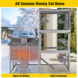 Aivituvin Cat House Catio Outdoor Cat Enclosures, Large Kitty House Cat Condo Playpen with Platforms & Living House-Unique Deformation Cat House Aivituvin