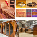 AURGOD Far Infrared Wooden Sauna Room, Luxurious Canadian Red Cedar Sauna with 2 Oversize Recliners, 220V, 3400 W, 9 Heating Element, Bluetooth Speakers, 7 Color Light, Oxygen Bar, Low EMF AURGOD