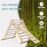 OLAKIDS Pikler Triangle Set 3 in 1 Climbing Toys for Toddlers Foldable Wood Montessori Baby Jungle Gym with Ramp Ladder Slide Kids Indoor Playground Activity Play Structure Olakids