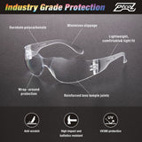 28 Pack Safety Glasses Crystal Clear (Bulk Pack of 24+4) Unisex Anti-Scratch Protective Goggles Impact Resistant Lens Eyewear with ANSI Z87.1 Certified for Construction, Shooting and Laboratory PTCOL