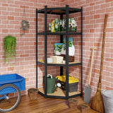 Tangkula 4-Tier Corner Shelving Unit, Adjustable Garage Storage Utility Rack, Load 1600 LBS Heavy Duty Metal Shelving Organizer for Warehouse, Pantry, Shed & Kitchen, 39”W x 31”D x 71”H (1, Black) Tangkula