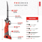 BUBBA Pro Series Lithium-Ion Electric Fillet Knife with Non-Slip Grip Handle, 4 Ti-Nitride S.S. Coated Non-Stick Reciprocating Blades, Charger and Case for Fishing BUBBA