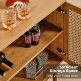 AMERLIFE 63" Sideboard Buffets Cabinet, 2-Adjustable Shelves Sideboard with 4 Doors, Large Accent Storage Credenzas for Living Room, Dining Room, Bedroom, Natural AMERLIFE