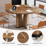 Tribesigns 39" Round Conference Table for 4, Wooden Meeting Table for Training & Seminar, Modern Small Office Table for Negotiation, Multi-Purpose Business Tables for Conference Room (Brown) Tribesigns