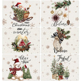 Gandeer Set of 6 Rustic Christmas Placemats 17 x 12'' Farmhouse Plastic Place Mats Santa Modern Christmas Placemats Wipeable Washable Vinyl Table Mats for Kitchen Xmas Home Dining Party Decor Gift Gandeer