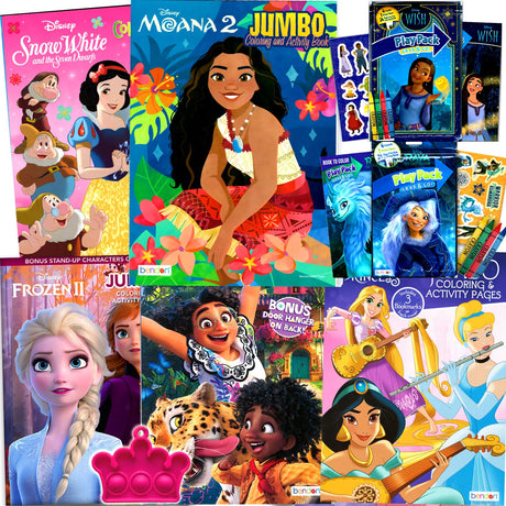 Disney Princess Coloring Book Set for Kids - Activities, Stickers and Games - Featuring Disney Princess, Frozen, Moana and Raya and The Last Dragon,8 x 10.75 inches Dragon Store