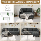 GarveeHome L Shape Sofa Couch, 76 Inch Chenille Sectional Sofa with Storage, Small Couch for Living Room Apartment, Dark Grey GarveeHome