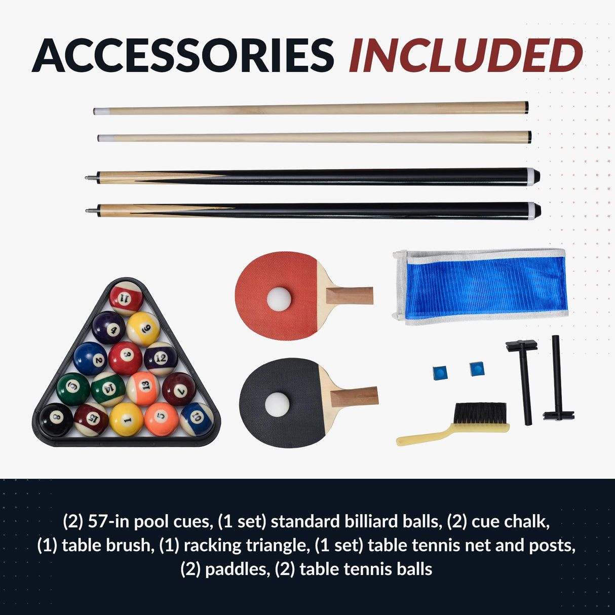 Hathaway Park Avenue 7 Ft Multi Game Pool Table Combo with Dining Top and Ping Pong – Includes Set of Benches for Home Storage and Accessories – Red & Black Finish Hathaway