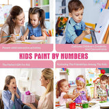 CraftyTime 6 Pack Cartoon Paint by Numbers Kits for Kids with Framed Canvas Paint by Number for Kids Ages 4-8-12, DIY Easy Acrylic Oil Painting Kits for Home Wall Decor (8X8inch) CraftyTime