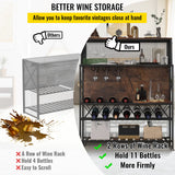 Industrial Rustic Brown Wine Rack and Home Bar Table with Glass Holder by VEVOR VEVOR