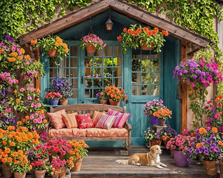 Flower House Paint by Numbers Kit for Adults Garden Adult Paint by Number Kits On Canvas Dog Village Oil Painting Kit for Beginners Adults' Paint-by-Number Kits for Gift Home Wall Decor 16x20 Inch Lovepefe