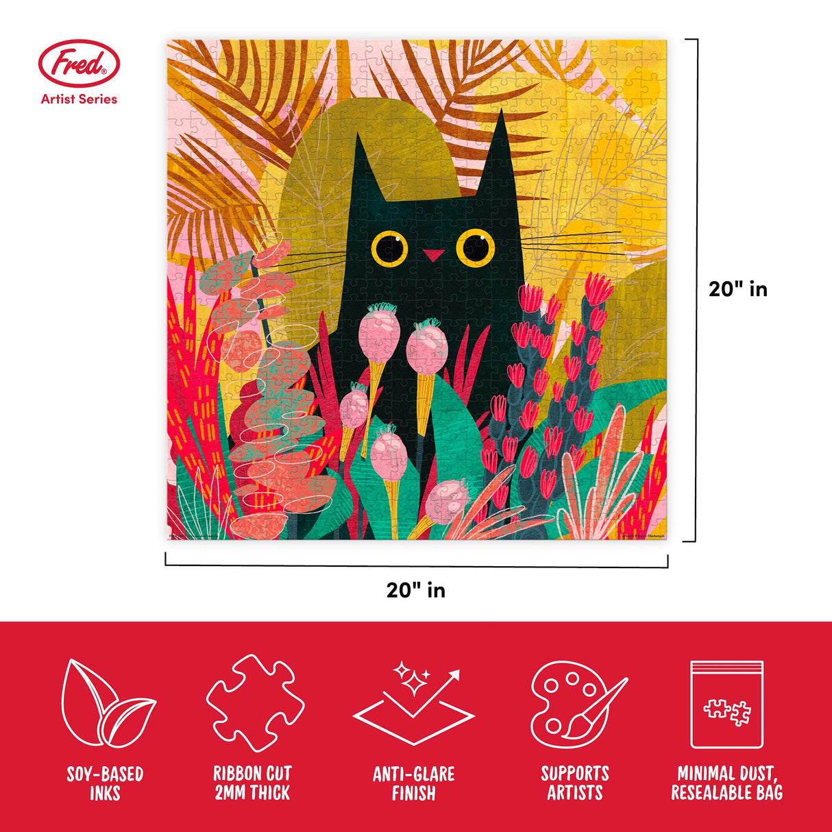 FRED Black CAT by Karen Obuhanych, 500 Piece Puzzle (5274227) Genuine Fred