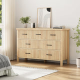 Jocoevol Fluted 7 Drawers Dresser for Bedroom, Boho Chest of Drawers with Metal Handle, Wood Dresser TV Stand, Wooden Closet Clothes Storage Organizer for Living Room, Hallway (Natural Oak) Jocoevol