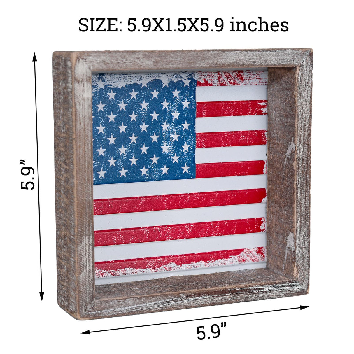 FESTWIND 4th of July Tiered Tray Decor, Wood Frame Embossed Metal USA Flag Block Sign, American Flag Table Decor for Fourth of July, Memorial Day, Patriotic Wood Decor for Shelves FESTWIND