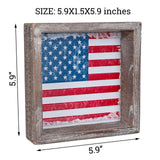 FESTWIND 4th of July Tiered Tray Decor, Wood Frame Embossed Metal USA Flag Block Sign, American Flag Table Decor for Fourth of July, Memorial Day, Patriotic Wood Decor for Shelves FESTWIND