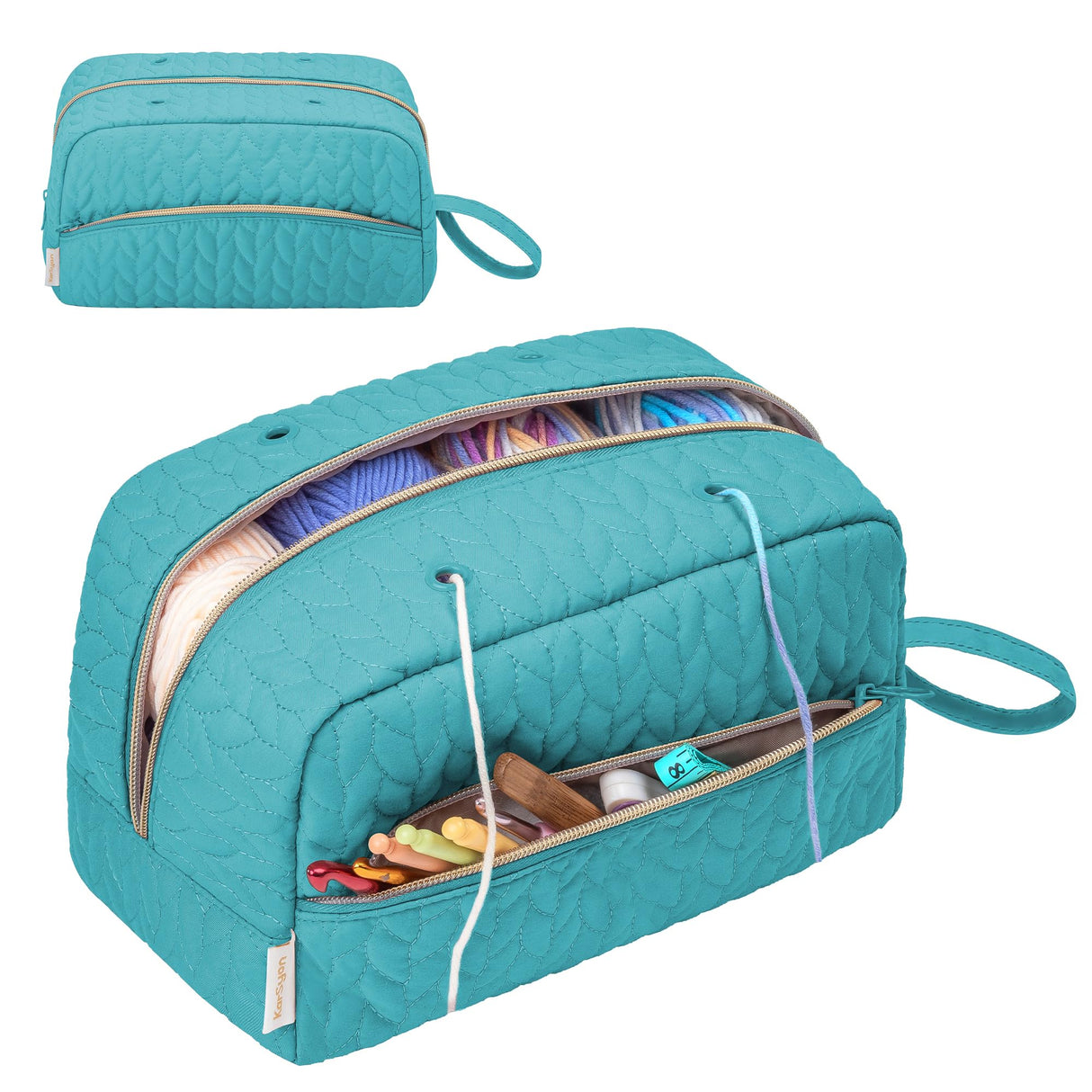 KarSyon Crochet Yarn Bag Knitting Bag Storage for Crocheting Accessories Crochet Hook Case Organizer Gift for Crochet Lovers (Teal), K3201 KarSyon