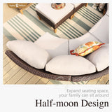 Sophia & William Patio Furniture Set with Fire Pit Table, 11 Piece Half Moon Outdoor Wicker Sectional Sofa Set, Rattan Conversation Set with 56-Inch Fire Pit Table & Ottoman (Beige) Sophia & William