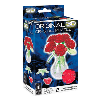 BePuzzled | Roses in Vase Original 3D Crystal Puzzle, Ages 12 and Up, Red