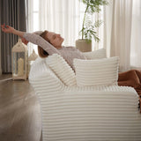 GNIXUU Oversized Chaise Lounge Chair Indoor, Comfy Fluffy Lounge Sofa Upholstered Sleeper Sofa Couch with Throw Pillows and Armrests, Corduroy Plush Cloud Chair for Living Room, Beige GNIXUU