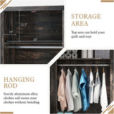 LUXOAK 70" Large Armoire Wardrobe Closet Set of 2 with Hanging Rod, Farmhouse Clothing Storage Cabinet with 4 Barn Doors, Wooden Tall Bedroom Armoires with Shelf, Dark Oak Wood LUXOAK