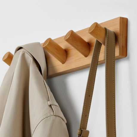 LARHN Wall Mounted Coat Rack, Wooden Wall Coat Rack with 5 Hooks (2-Pack), 16.5″ Wall Hook Rack, Coat Rack Wall Mount - Modern Scandinavian Home Decor - Series 6 LARHN
