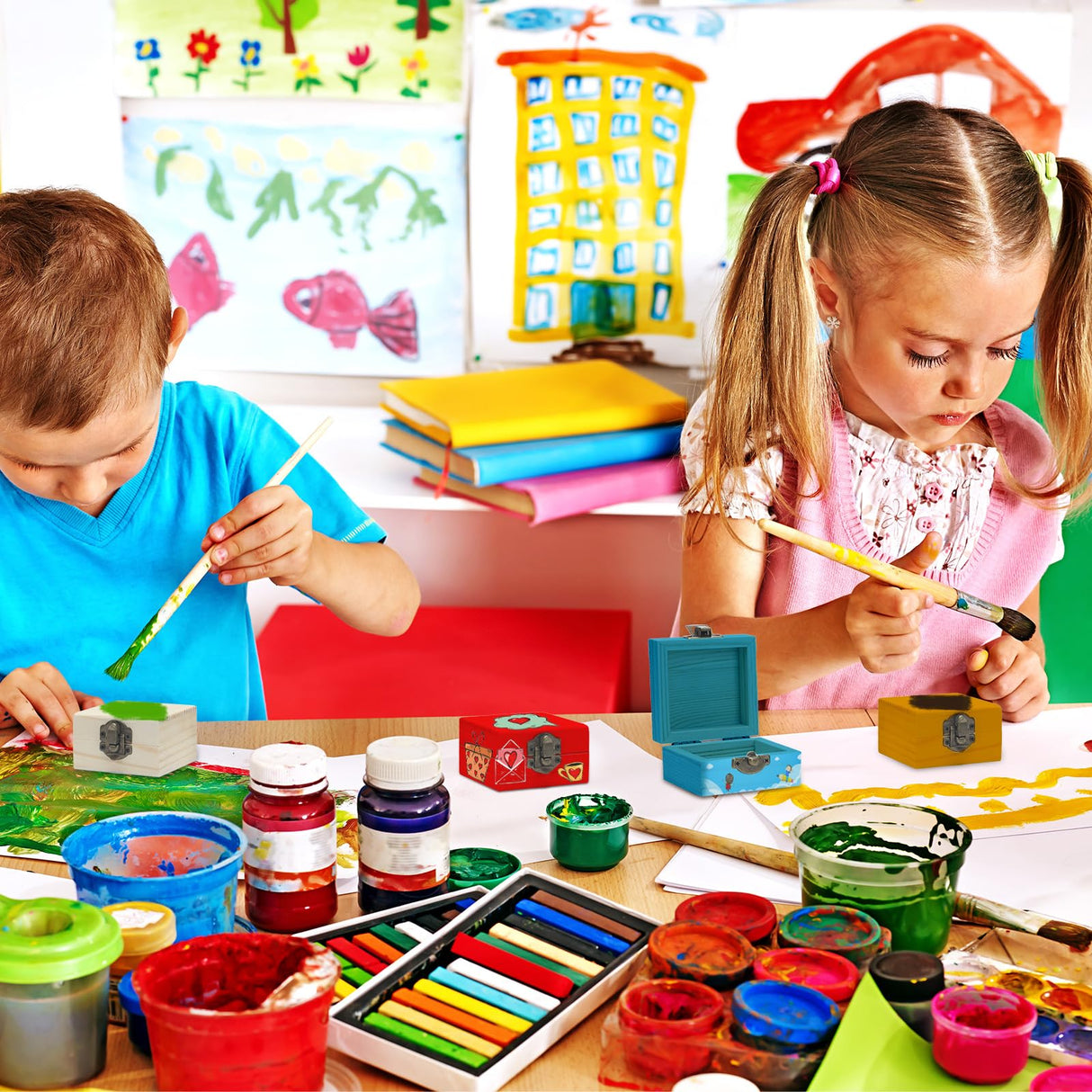 Kenning 24 Pack Small Wooden Box 2.7 x 2.7 x 1.6 Inch Natural Pine Wood Container Unfinished Treasure Chest Mini Wooden Jewelry Box Unpainted Small Treasure Chest with Lids for DIY Crafts Kenning