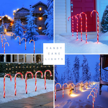 24-Pack Upgraded Solar Christmas Candy Cane Lights, Solar Pathway Lights Waterproof, Christmas Decorations Outdoor with 8 Modes for Party Patio Garden Lawn Yard Decor